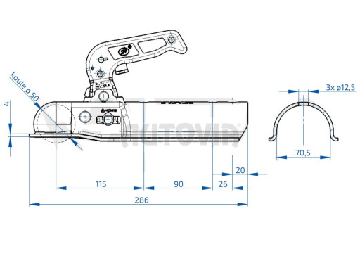 Tažná spojka SPP BC-1200GG-00-00, 1200 kg, 70 mm, V12 č.4