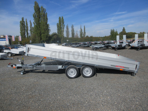 Hydraulicky sklopný přívěs AD 2,7T 4,17x2,09/0,35 s děrovanou podlahou č.27