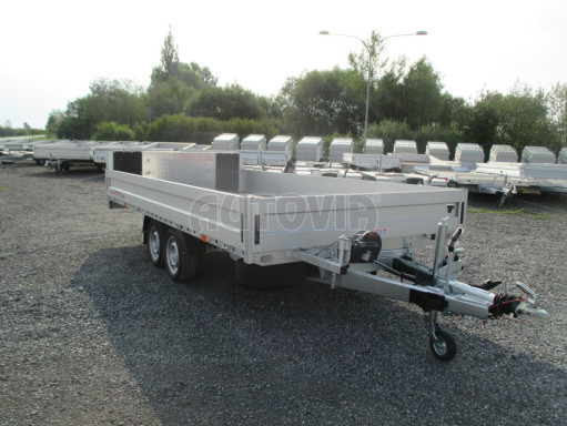 Hydraulicky sklopný valník s nájezdným čelem a gumou AD 2,7T 4,17x2,09/0,35 POČ