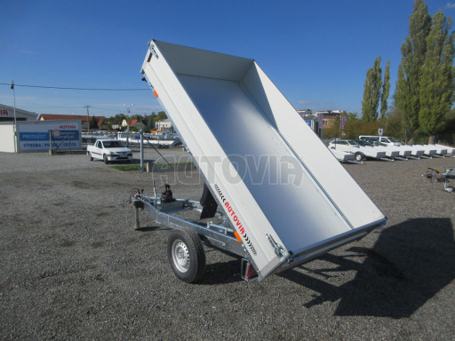 Sklápěcí přívěs DLT 1,3T 2,57x1,48/0,35 ruč, plech podlaha č.18