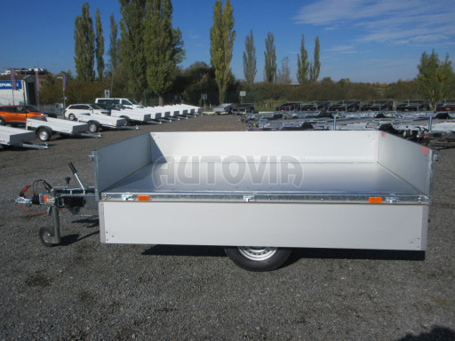 Sklápěcí přívěs DLT 1,3T 2,57x1,48/0,35 ruč, plech podlaha č.31