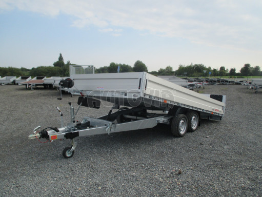 Hydraulicky sklopný valník s nájezdným čelem a gumou AD 2,7T 4,17x2,09/0,35 POČ