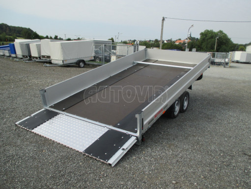 Hydraulicky sklopný valník s nájezdným čelem a gumou AD 2,7T 4,17x2,09/0,35 POČ