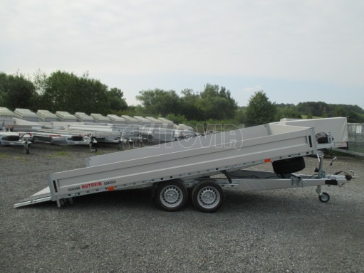 Hydraulicky sklopný valník s nájezdným čelem a gumou AD 2,7T 4,17x2,09/0,35 POČ