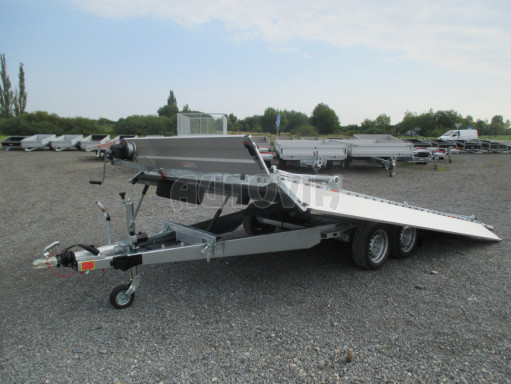 Hydraulicky sklopný valník s nájezdným čelem a gumou AD 2,7T 4,17x2,09/0,35 POČ