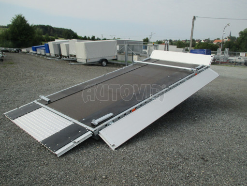 Hydraulicky sklopný valník s nájezdným čelem a gumou AD 2,7T 4,17x2,09/0,35 POČ