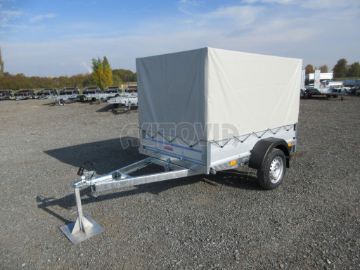 Sklopný nebrzděný přívěs AVM N1 750kg 2,02x1,23/0,35 s konstrukcí a plachtou č.3