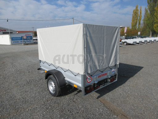Sklopný nebrzděný přívěs AVM N1 750kg 2,02x1,23/0,35 s konstrukcí a plachtou č.5