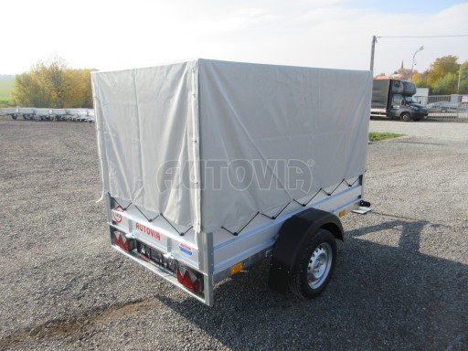 Sklopný nebrzděný přívěs AVM N1 750kg 2,02x1,23/0,35 s konstrukcí a plachtou č.7