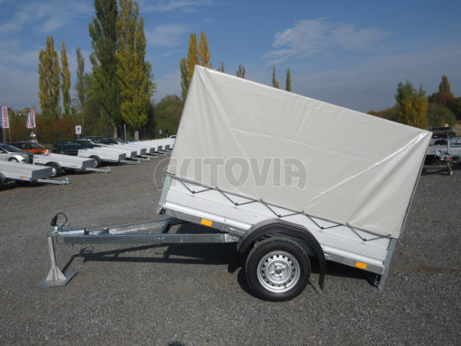 Sklopný nebrzděný přívěs AVM N1 750kg 2,02x1,23/0,35 s konstrukcí a plachtou č.20