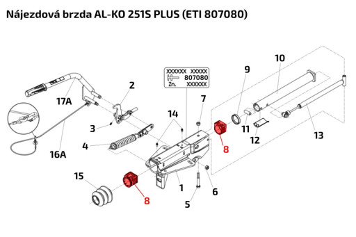 Pouzdra brzdy AL-KO 161S,251S,251G PLUS pr. 50 mm (přední + zadní) č.2