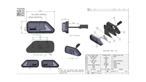 Svítilna obrys. pravá bílá s odrazkou