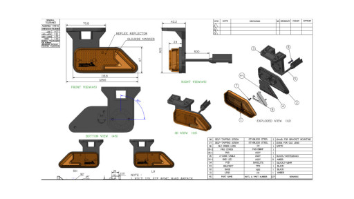 Svítilna obrys. levá oranžová s odrazkou