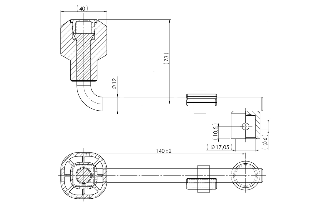 Klička 140 mm k opěrnému kolečku AL-KO 60 č.1