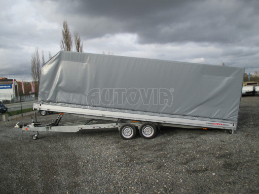 Hydraulicky sklopný přívěs s plachtou AD 3,5T 6,10x2,09/1,80 č.1