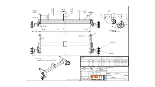 Náprava Knott VG13M(1350kg) b-1092 c-1440mm 100x4 č.2