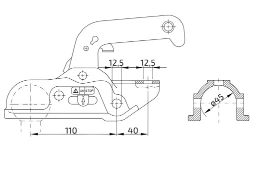 Tažná spojka Winterhoff WW 220 R-A, 2200 kg, 45 mm, H12V12 č.2