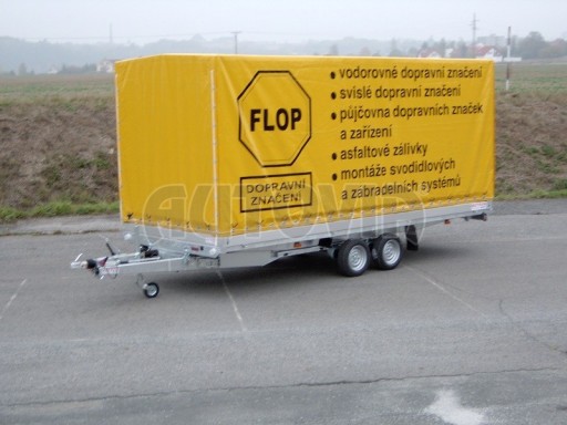 Dvouosý brzděný přívěs s hydraulicky sklopnou plochou AD speciál valník 2,7t  4,15/1,88/0,35** č.77