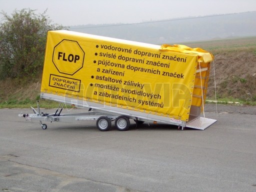 Dvouosý brzděný přívěs s hydraulicky sklopnou plochou AD speciál valník 2,7t  4,15/1,88/0,35** č.78