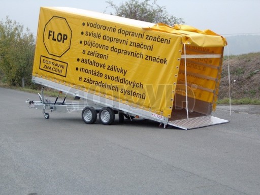 Dvouosý brzděný přívěs s hydraulicky sklopnou plochou AD speciál valník 2,7t  4,15/1,88/0,35** č.79