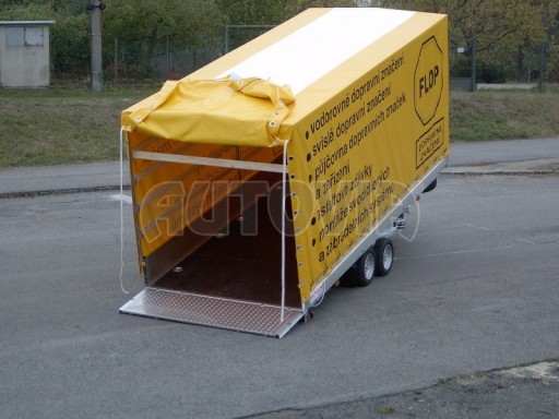 Dvouosý brzděný přívěs s hydraulicky sklopnou plochou AD speciál valník 2,7t  4,15/1,88/0,35** č.80