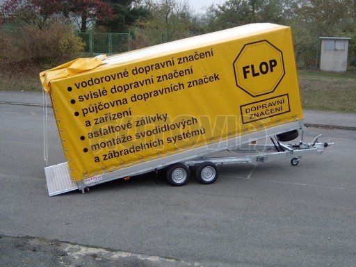 Dvouosý brzděný přívěs s hydraulicky sklopnou plochou AD speciál valník 2,7t  4,15/1,88/0,35** č.82