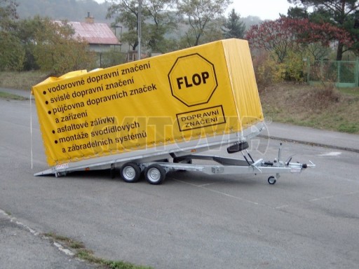 Dvouosý brzděný přívěs s hydraulicky sklopnou plochou AD speciál valník 2,7t  4,15/1,88/0,35** č.83