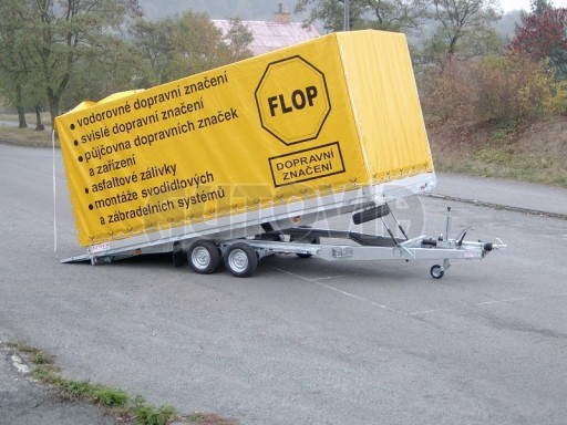 Dvouosý brzděný přívěs s hydraulicky sklopnou plochou AD speciál valník 2,7t  4,15/1,88/0,35** č.84