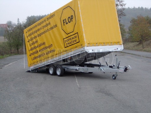 Dvouosý brzděný přívěs s hydraulicky sklopnou plochou AD speciál valník 2,7t  4,15/1,88/0,35** č.85