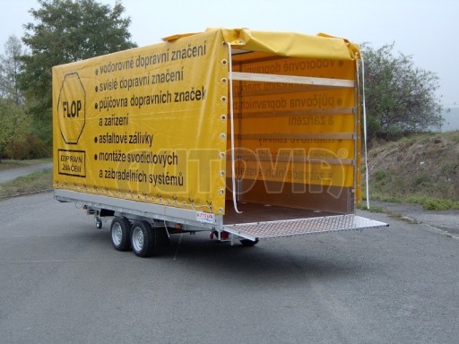 Dvouosý brzděný přívěs s hydraulicky sklopnou plochou AD speciál valník 2,7t  4,15/1,88/0,35** č.86
