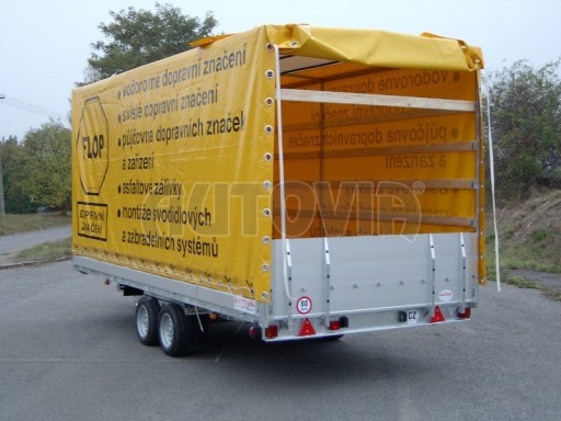 Dvouosý brzděný přívěs s hydraulicky sklopnou plochou AD speciál valník 2,7t  4,15/1,88/0,35** č.87