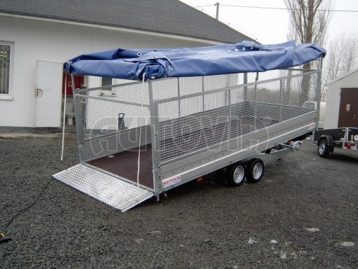 Dvouosý brzděný přívěs s hydraulicky sklopnou plochou AD speciál valník 2,7t  4,15/1,88/0,35** č.101