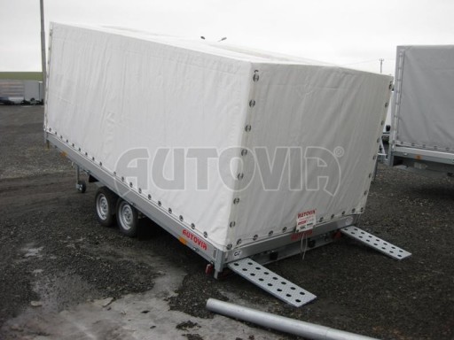 Dvouosý brzděný přívěs s hydraulicky sklopnou plochou AD speciál valník 2,7t  4,15/1,88/0,35** č.104