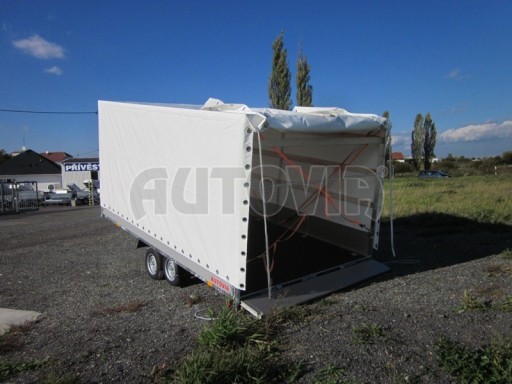 Dvouosý brzděný přívěs s hydraulicky sklopnou plochou AD speciál valník 2,7t  4,15/1,88/0,35** č.112