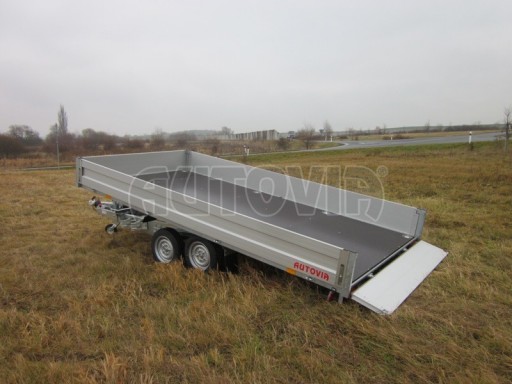 Dvouosý brzděný přívěs s hydraulicky sklopnou plochou AD speciál valník 2,7t  4,15/1,88/0,35** č.141