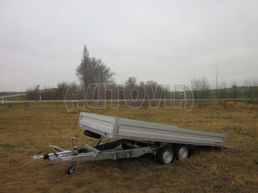 Dvouosý brzděný přívěs s hydraulicky sklopnou plochou AD speciál valník 2,7t  4,15/1,88/0,35** č.142