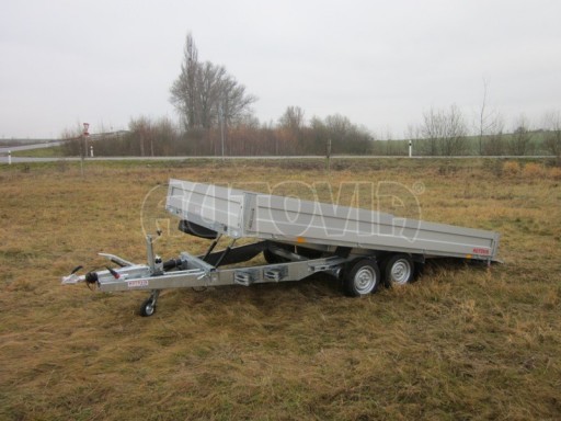 Dvouosý brzděný přívěs s hydraulicky sklopnou plochou AD speciál valník 2,7t  4,15/1,88/0,35** č.143