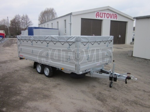 Dvouosý brzděný přívěs s hydraulicky sklopnou plochou AD speciál valník 2,7t  4,15/1,88/0,35** č.163
