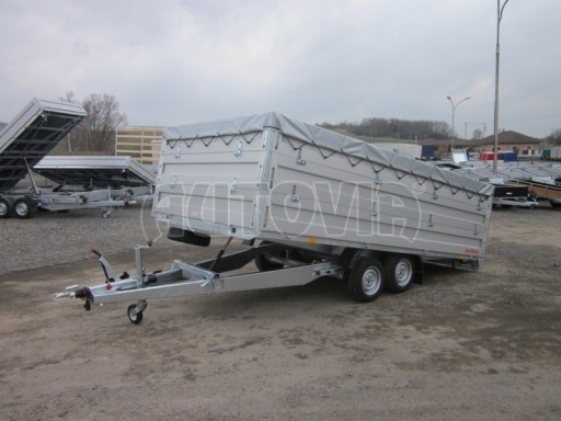 Dvouosý brzděný přívěs s hydraulicky sklopnou plochou AD speciál valník 2,7t  4,15/1,88/0,35** č.164