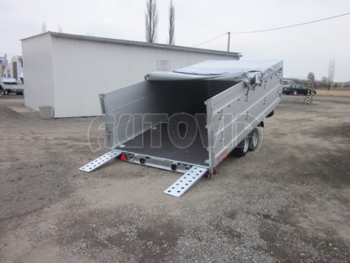 Dvouosý brzděný přívěs s hydraulicky sklopnou plochou AD speciál valník 2,7t  4,15/1,88/0,35** č.168
