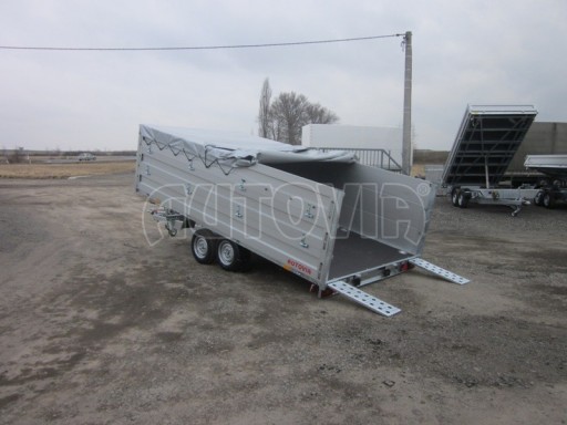 Dvouosý brzděný přívěs s hydraulicky sklopnou plochou AD speciál valník 2,7t  4,15/1,88/0,35** č.170