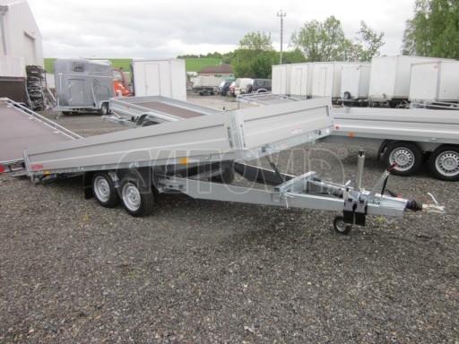 Dvouosý brzděný přívěs s hydraulicky sklopnou plochou AD speciál valník 2,7t  4,15/1,88/0,35** č.174