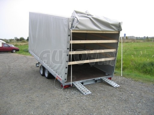 Dvouosý brzděný přívěs s hydraulicky sklopnou plochou AD speciál valník 2,7t  4,15/1,88/0,35** č.225