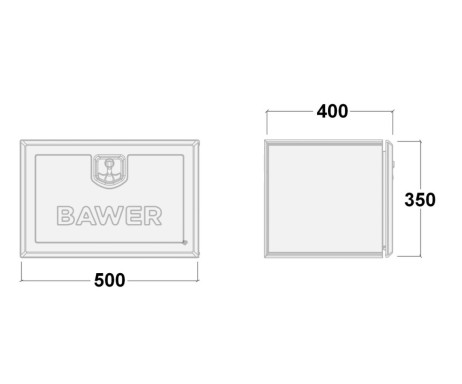 Box na nářadí BAWER 500x350x400 mm, černý komaxit, nosnost 60kg č.3