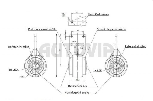 Svítilna doplňková obrysová LED WAS W23rf, 12-24V, závěsná, QS150 č.3