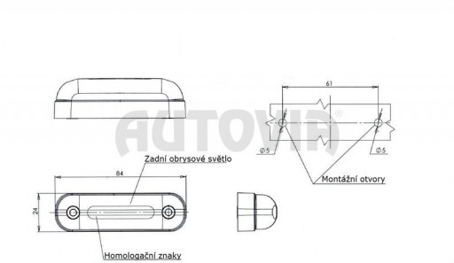 Svítilna zadní obrysová LED WAS W109N, 12-24V, neon efekt č.7