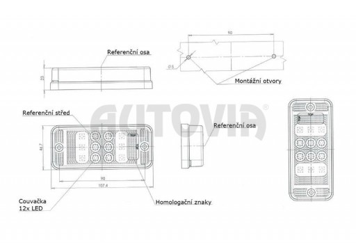 Svítilna couvací zadní LED WAS W 84D, 12-36 v, IP68 č.2