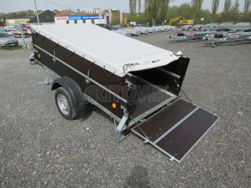Sklopný PROFI přívěs s nástavbou ZV 26 N1 skl. 2,50x1,30/0,70 POČ M, plachta