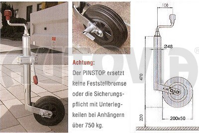 Kolečko opěrné  s brzdou AL-KO 48 200x50 (plastový disk) 150/90 kg č.3