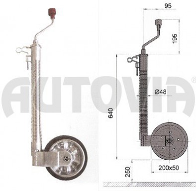 Kolečko opěrné  drážkované s pojistkou AL-KO 48 200x50 300/180 kg č.2